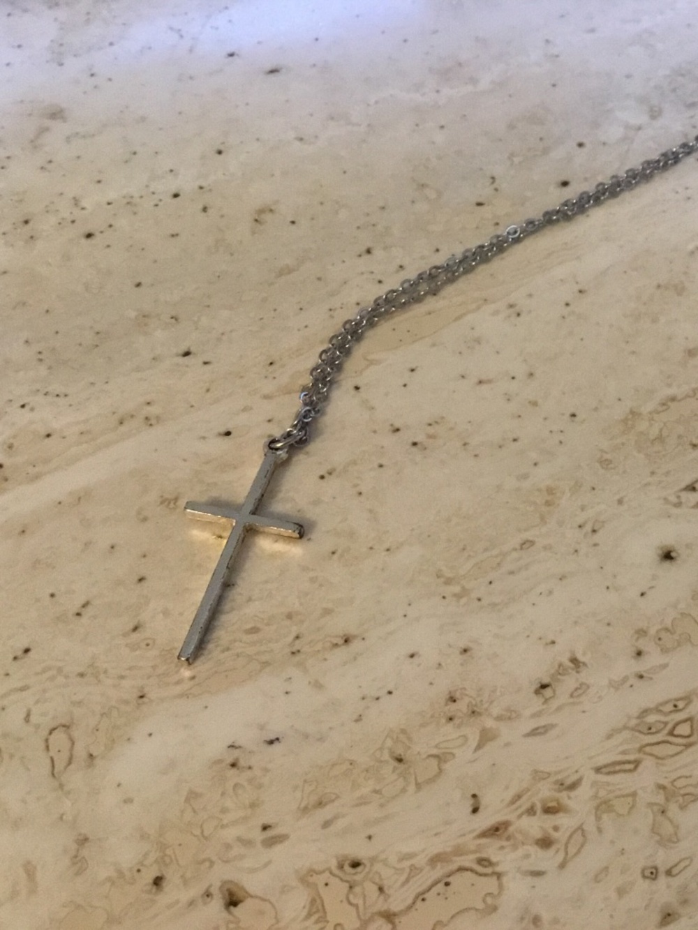 Christian Cross Silver Tone Necklace